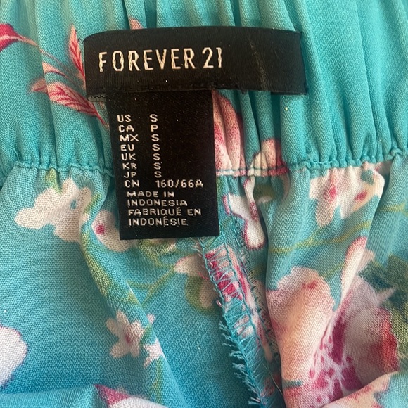 Cherry Blossom turquoise,blue Kimono high waisted wide leg pants,small,floral - Picture 8 of 13